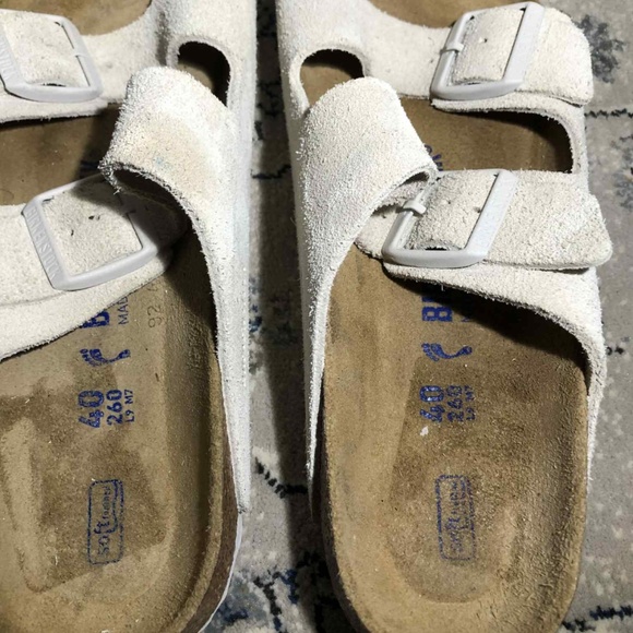 Birkenstock Arizona Soft Slide Sandal Antique White Suede main image 1